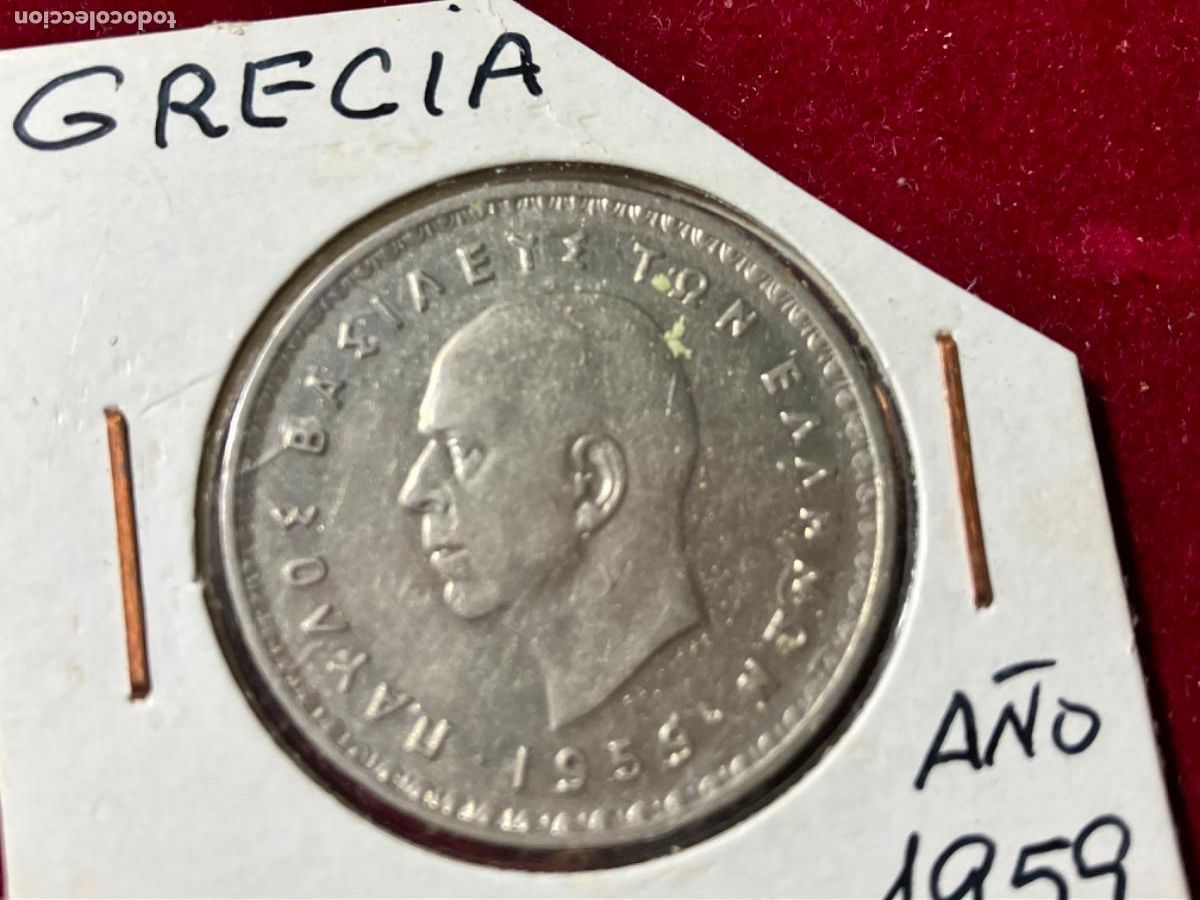 Moedas antigas da Europa: Moneda - Grecia - 10 dracmas - A&ntilde;o 1959