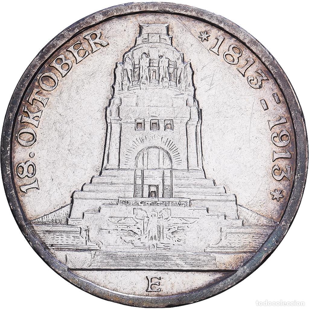 Monedas antiguas de Europa: [#1547693] Kingdom of Saxony, 3 Mark, Battle of Leipzig, 1913, Muldenh&uuml;tten, Plata, MBC+