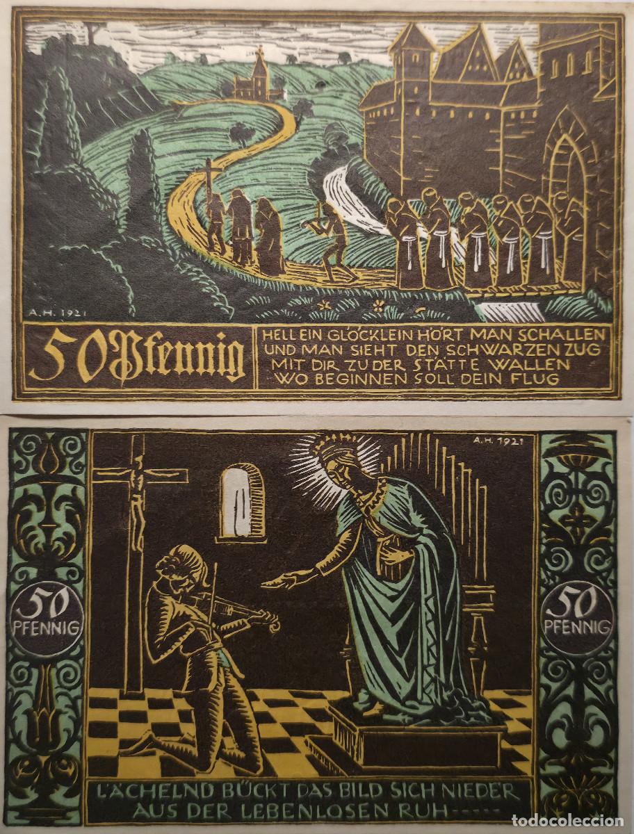 Monedas antiguas de Europa: LOTE 2 BILLETES NOTGELD ESTADO DE W&Uuml;RTTEMBERG 1921
