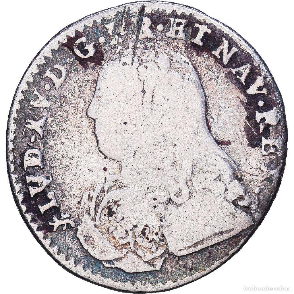 Old Coins of Europe: [#1547758] Francia, Louis XV, 1/10 &Eacute;cu aux branches d'olivier, 1727, Nantes, Plata, BC+