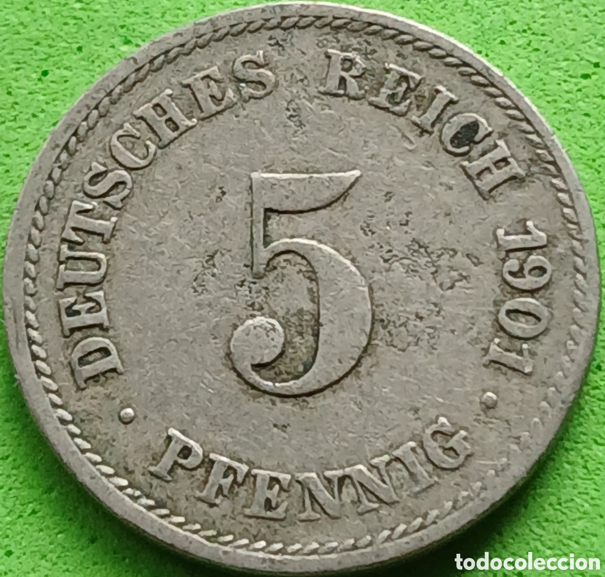 Monedas antiguas de Europa: Alemania Imperio 5 pfennig 1901 J km#11 poco com&uacute;n!