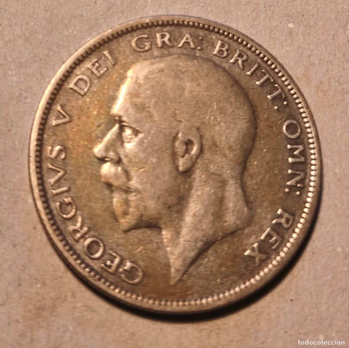 Monete antiche di Europa: Moneda plata antigua media corona Jorge V, 1935, Gran Breta&ntilde;a
