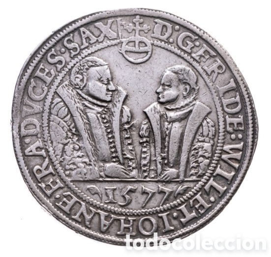 Monedas antiguas de Europa: Thaler de plata a&ntilde;o 1577 Friedrich Wilhelm y Johann Sachsen- Weimar
