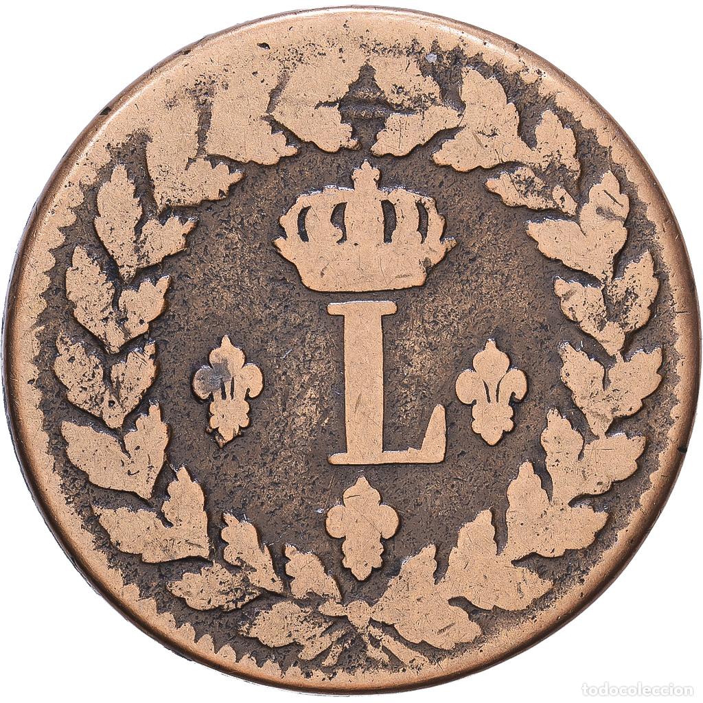 Monedas antiguas de Europa: [#1547844] Francia, Louis XVIII, 1 D&eacute;cime, 1815, Strasbourg, Bronce, BC+, Gadoury:196c