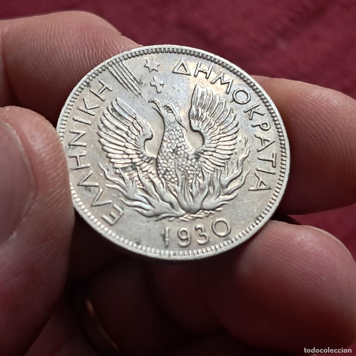 Monedas antiguas de Europa: MONEDA DE GRECIA 5 DRACMAS 1930 VF, KM# 71.1 Ceca de Londres, Sch&ouml;n# 12, N# 2400.