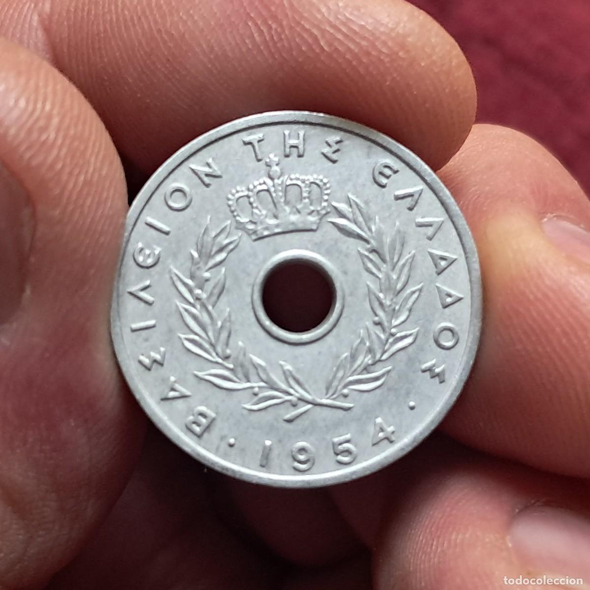 Monedas antiguas de Europa: MONEDA DE GRECIA 20 LEPTA 1954 F, KM# 79, Sch&ouml;n# 79, N# 532. Ceca de Berna; Pablo I.