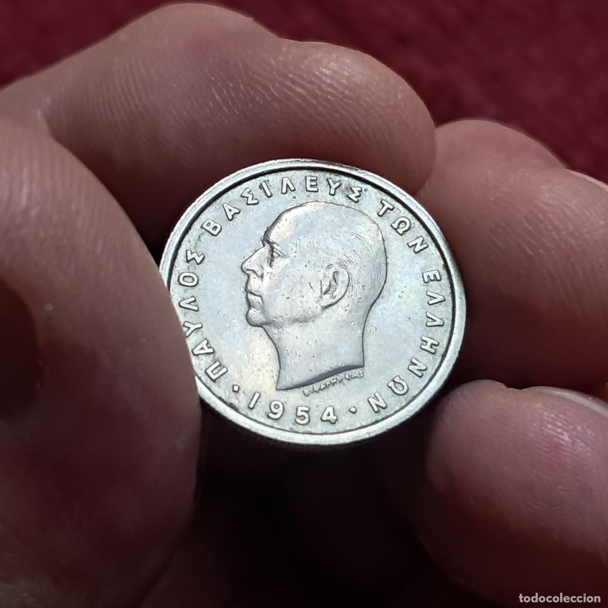 Monedas antiguas de Europa: MONEDA DE GRECIA 1 DRACMA 1954, F - Pablo I, KM# 81, Sch&ouml;n# 81, N# 1889.