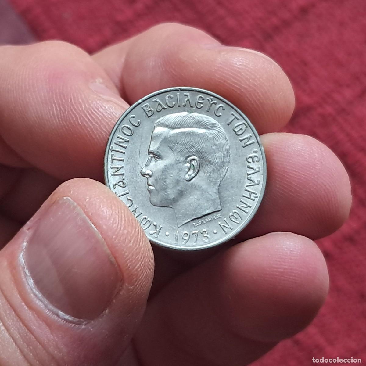 Old Coins of Europe: MONEDA DE GRECIA 2 DRACMAS 1973, VF - Constantino II (R&eacute;gimen de los Coroneles) KM# 99, Sch&ouml;n# 44.
