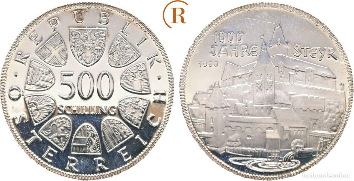 Monedas antiguas de Europa: AUSTRIA 500 SHILLING 1980