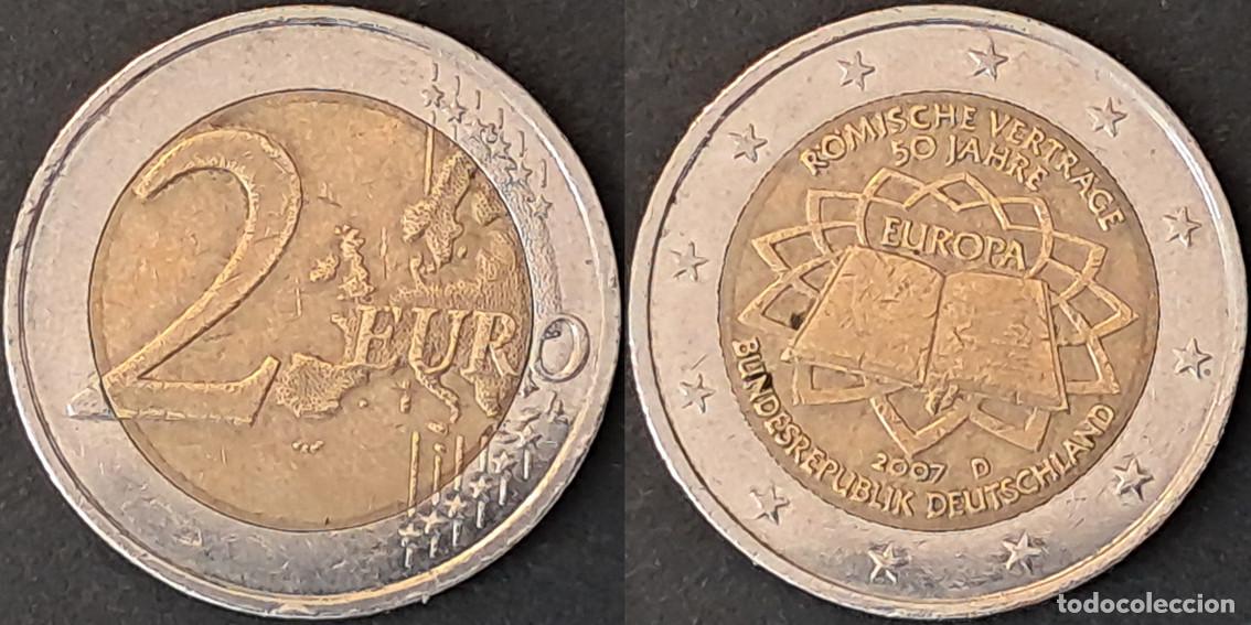 Monedas antiguas de Europa: Alemania/Germany 2 euros 2007D KM#259 50 aniversario del Tratado de Roma - circulada