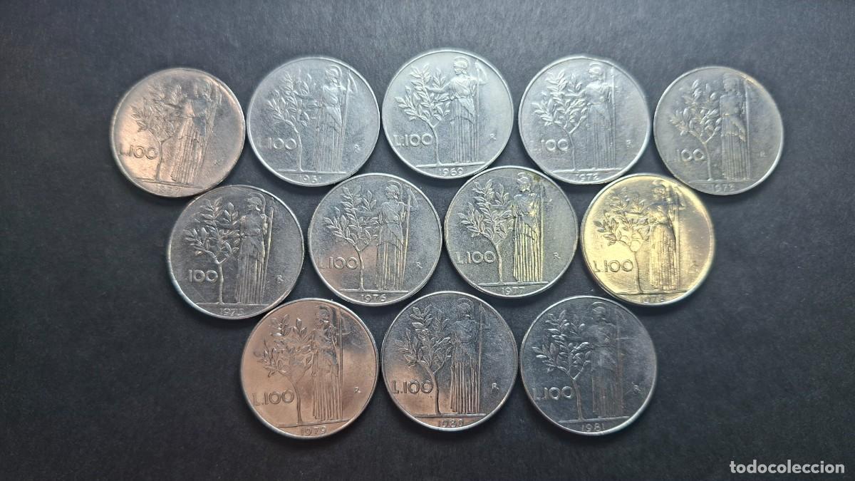 Monedas antiguas de Europa: ITALIA 100 Liras (Minerva - grande) VARIOS A&Ntilde;OS(1957, 61, 69, 72, 73, 75, 76, 77, 78, 79, 80, 81)