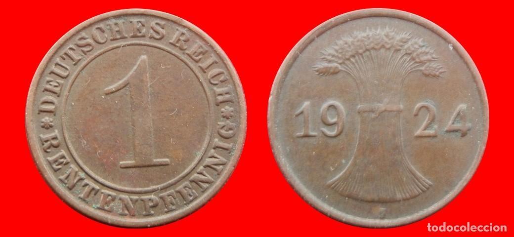 Monedas antiguas de Europa: 1 RENTENPFENNIG 1924F WEIMAR ALEMANIA-156810