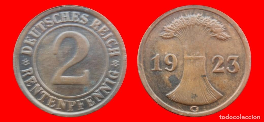 Monedas antiguas de Europa: 2 RENTENPFENNIG 1923G WEIMAR ALEMANIA-156812