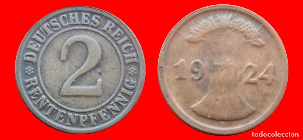 Monedas antiguas de Europa: 2 RENTENPFENNIG 1924D WEIMAR ALEMANIA-156813