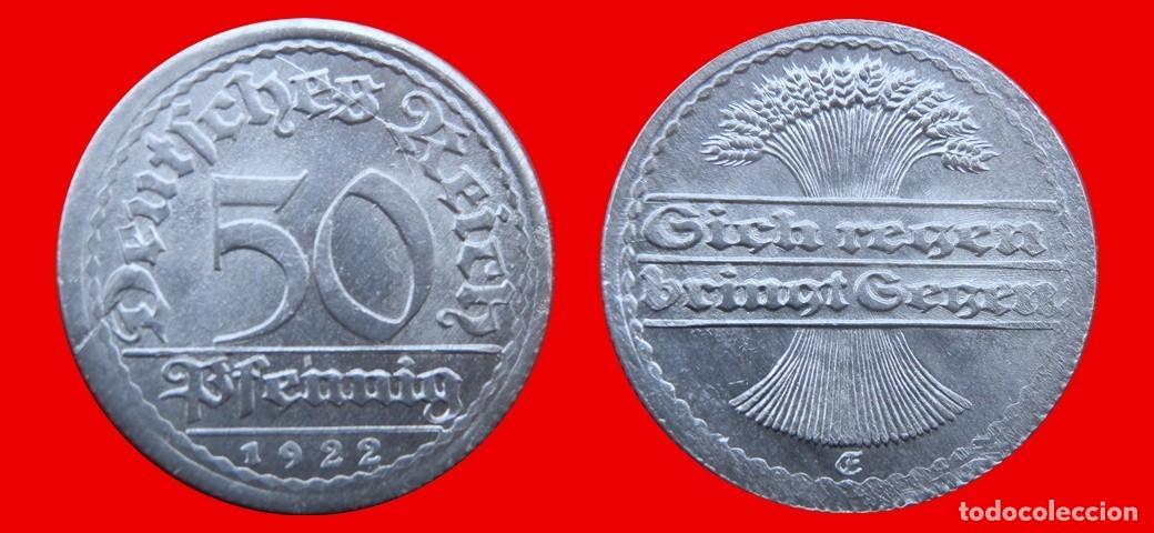 Monedas antiguas de Europa: 50 PFENNIG 1922G WEIMAR ALEMANIA-156822