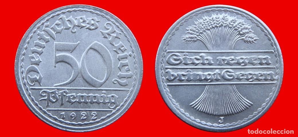 Monedas antiguas de Europa: 50 PFENNIG 1922J WEIMAR ALEMANIA-156823