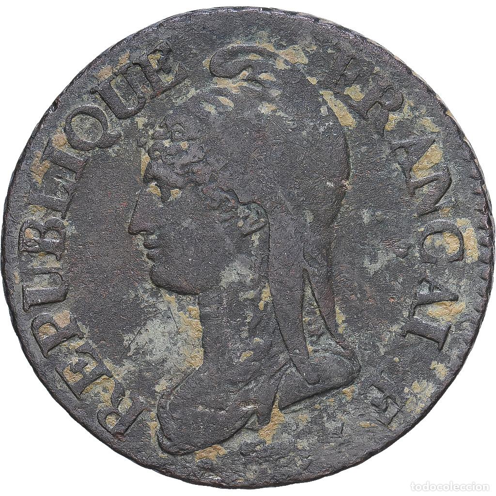 Monedas antiguas de Europa: [#1547543] Francia, Directoire, 5 Centimes, Dupr&eacute;, AN 8, Metz, Cobre, BC+