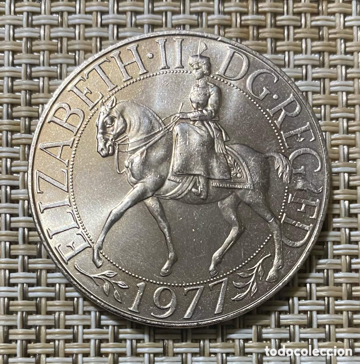 Monedas antiguas de Europa: Reino Unido 25 prniques 1977 Jubileo Isabel II