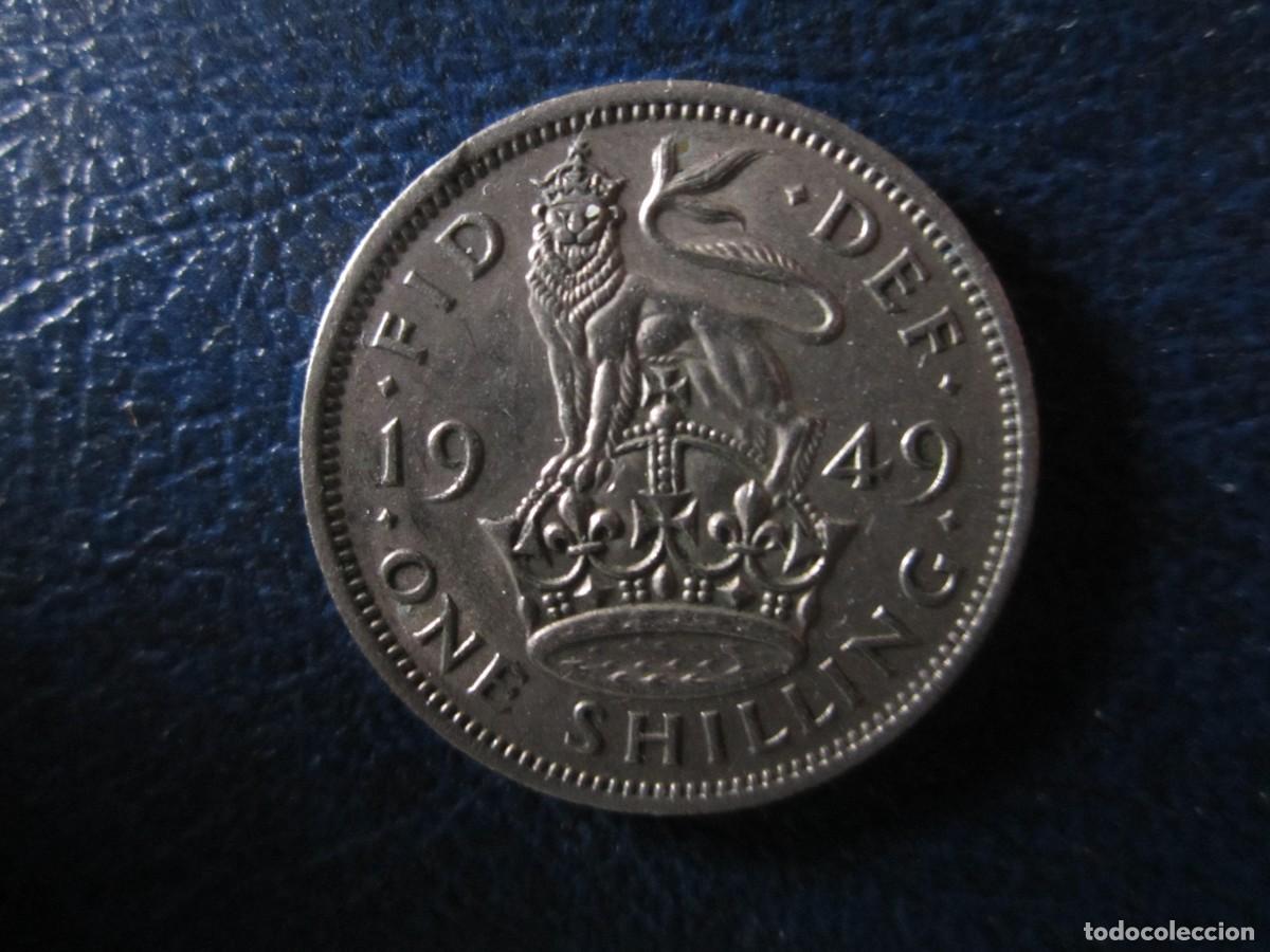 Alte M&uuml;nzen aus Europa: Reino Unido 1 chel&iacute;n 1949 tipo ingl&eacute;s no IND IMP