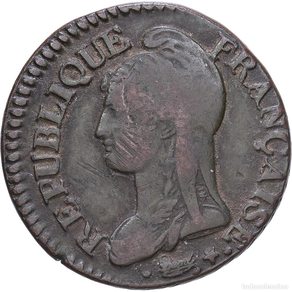 Monedas antiguas de Europa: [#1547571] Francia, Directoire, 5 Centimes, Dupr&eacute;, AN 8, Metz, Bronce, MBC, Gadoury:126a