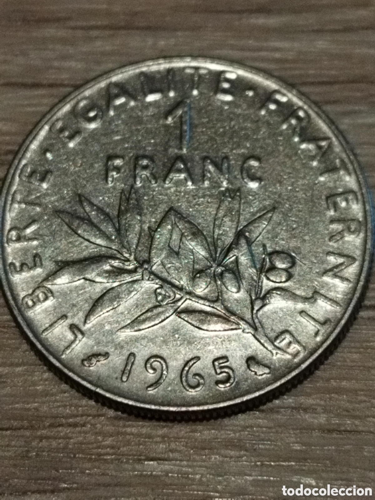 Monedas antiguas de Europa: Variante (b&uacute;ho grande) Francia moneda de 1 franco de 1965 km#925