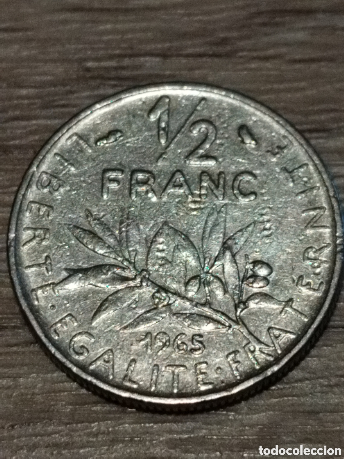 Monedas antiguas de Europa: Variante (letras finas) Francia moneda de 1/2 franco de 1965 km#931
