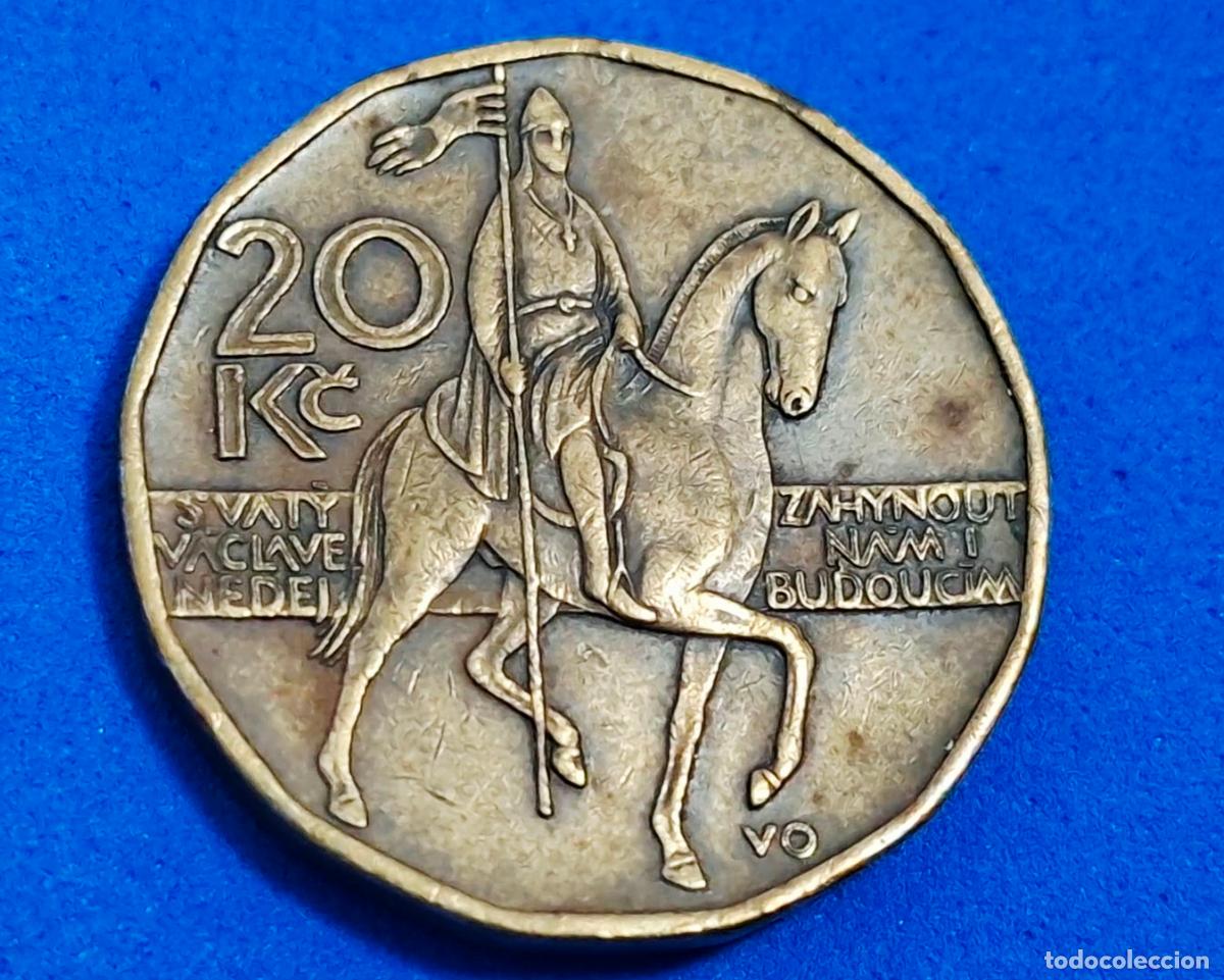 Monedas antiguas de Europa: Moneda de Veinte 20 coronas checas. Rep&uacute;blica Checa. Chequia. A&ntilde;o 2002