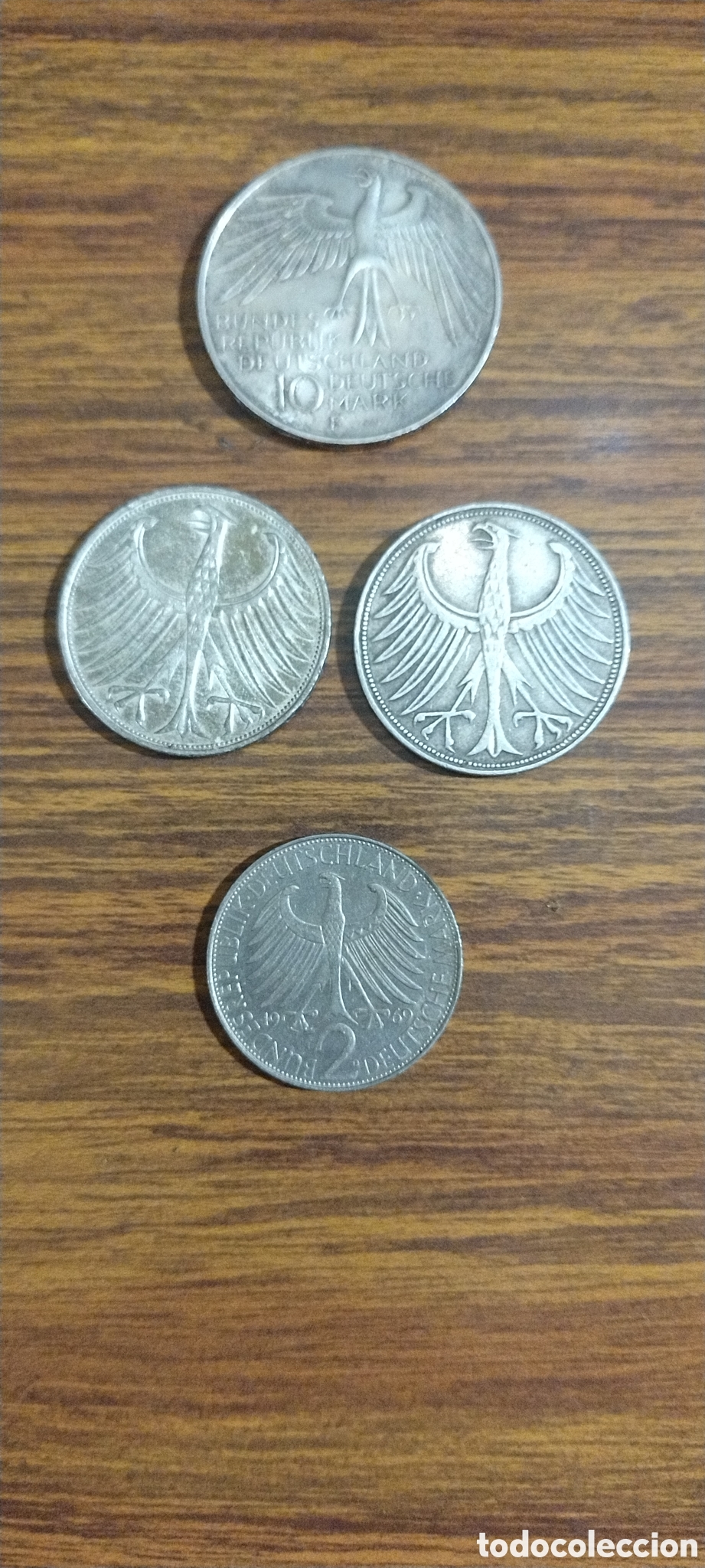 Monedas antiguas de Europa: Monedas de plata Alemanas 4 monedas de plata de 10marcos,2 de 5marcos y 1 de 2marcos