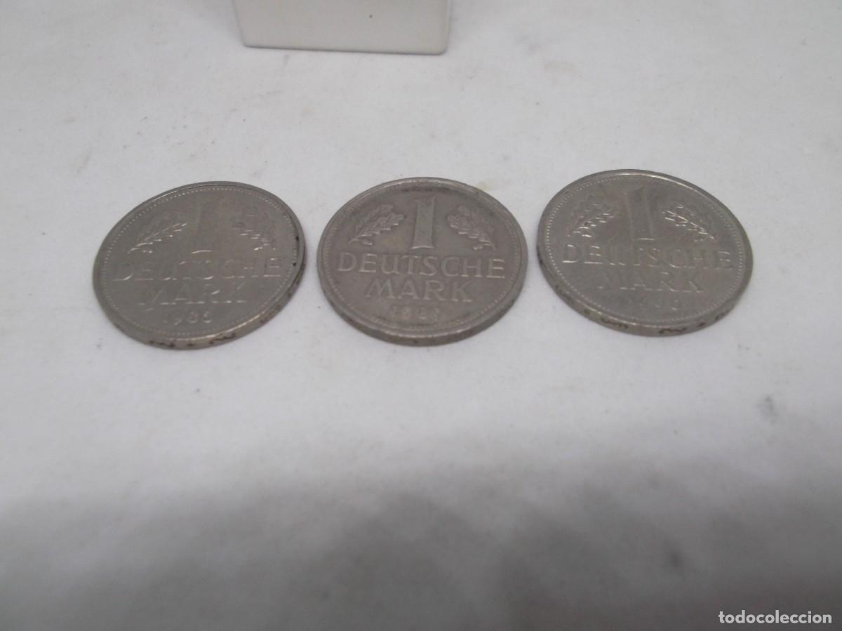Monedas antiguas de Europa: Lote de tres monedas alemanas 1 Mark A&ntilde;os 1988,1989 y 1990