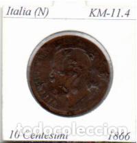 Monedas antiguas de Europa: ITALIA (N) 1866, 10 CENTESIM, KM-11.4I; 1,50 &euro; 1