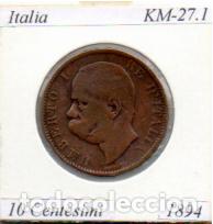 Monedas antiguas de Europa: ITALIA 1894, 10 CENTESIMI, KM-27,1; 1,95 &euro; 1