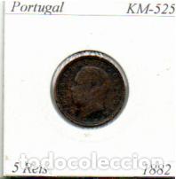 Monedas antiguas de Europa: PORTUGAL 1882, 5 REIS, KM-525, BC; 1,95 &euro; 1