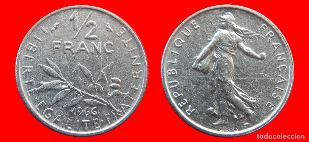Moedas antigas da Europa: 1/2 FRANCO 1966 FRANCIA-156844