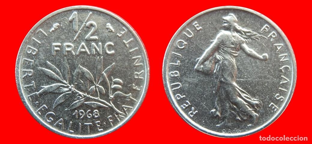 Moedas antigas da Europa: 1/2 FRANCO 1968 FRANCIA-156845