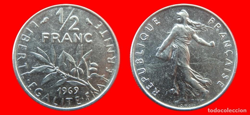 Moedas antigas da Europa: 1/2 FRANCO 1969 FRANCIA-156846