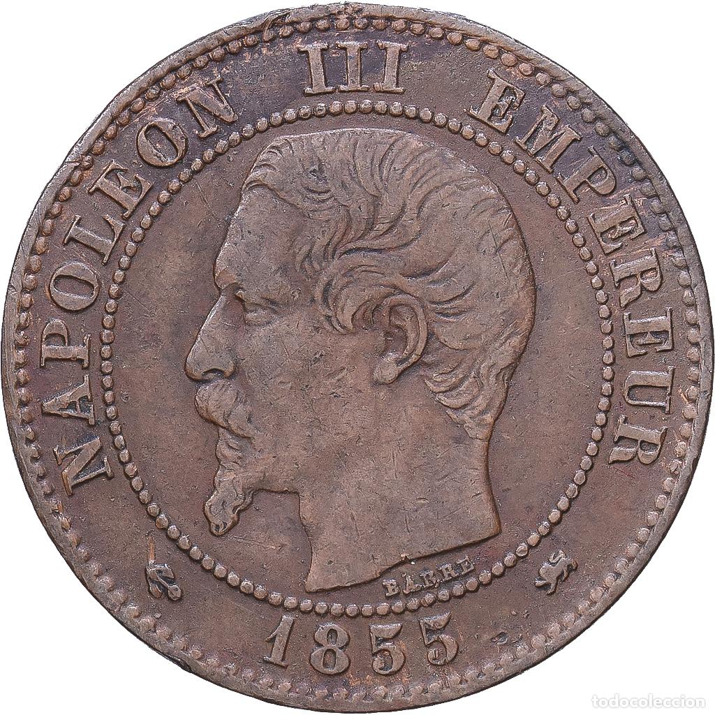 Monedas antiguas de Europa: [#1547591] Francia, Napoleon III, 2 Centimes, 1855, Lyon, Bronce, BC+, Gadoury:104