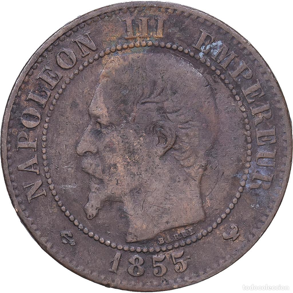 Monedas antiguas de Europa: [#1547590] Francia, Napoleon III, 2 Centimes, 1855, Lille, Bronce, BC+, Gadoury:104