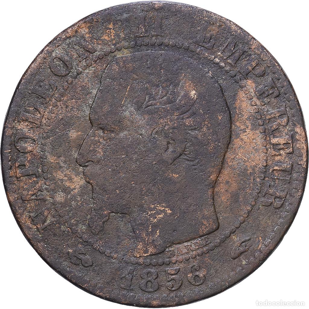 Monedas antiguas de Europa: [#1547593] Francia, Napoleon III, 5 Centimes, 1856, Paris, Bronce, BC+, Gadoury:152