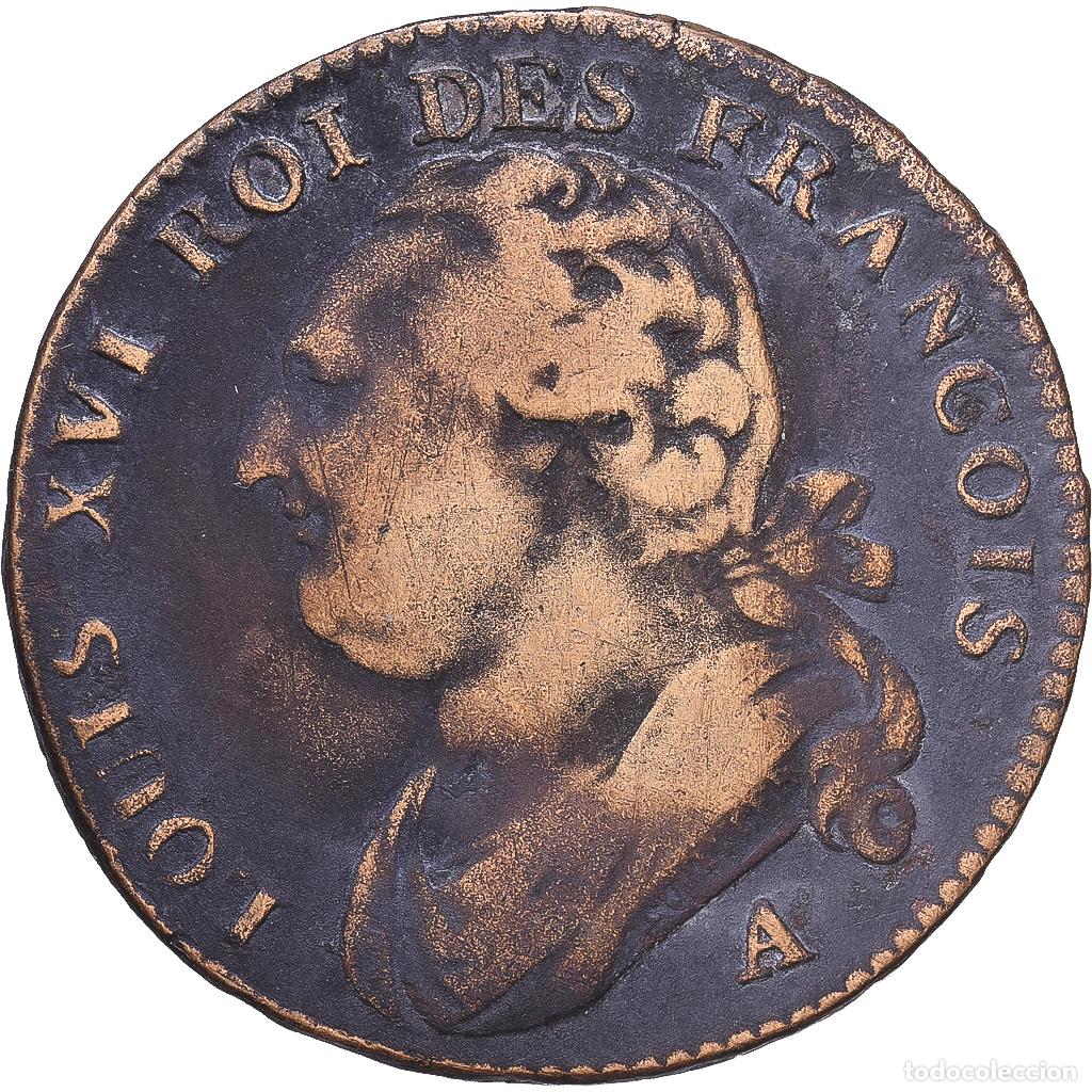 Monedas antiguas de Europa: [#1547884] Francia, Louis XVI, 12 Deniers, 1791, Paris, Cobre, BC+, Duplessy:1723