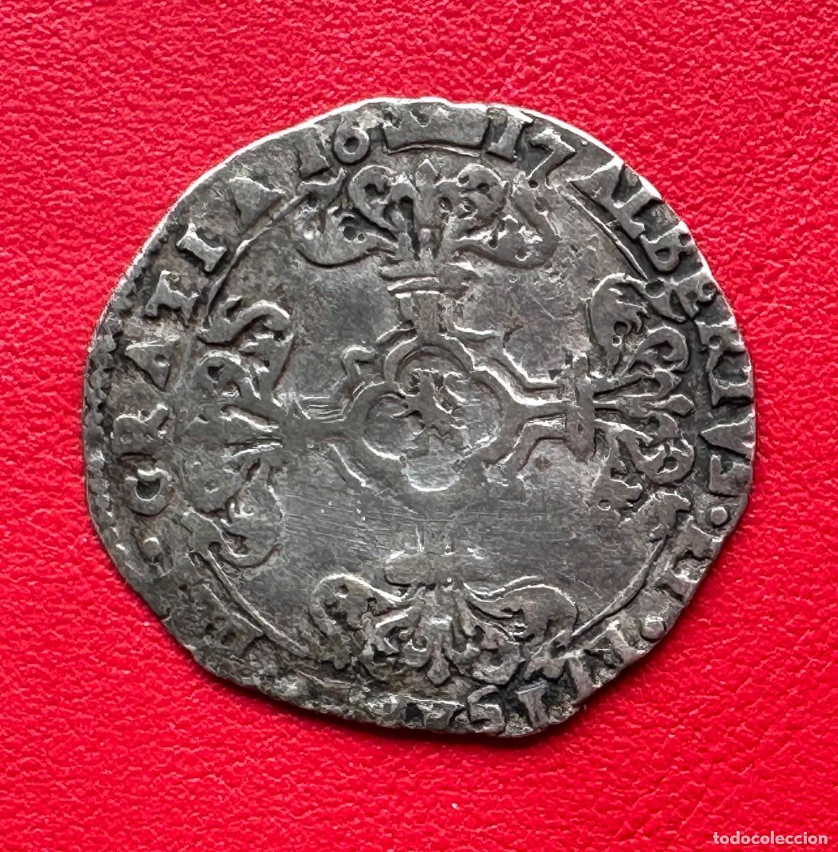 Monedas antiguas de Europa: Moneda 3 &laquo;&nbsp;Patards&nbsp;&raquo; Plata 1617. Alberto e Isabel. Pa&iacute;ses Bajos Espa&ntilde;oles. Rara.