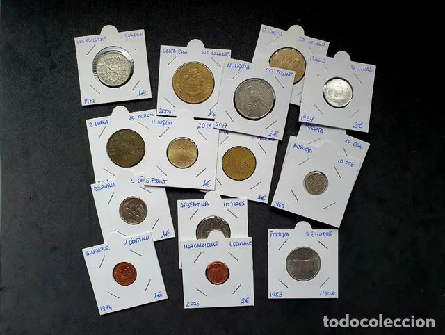 Monedas antiguas de Europa: Lote 15 Monedas mundiales con Animales