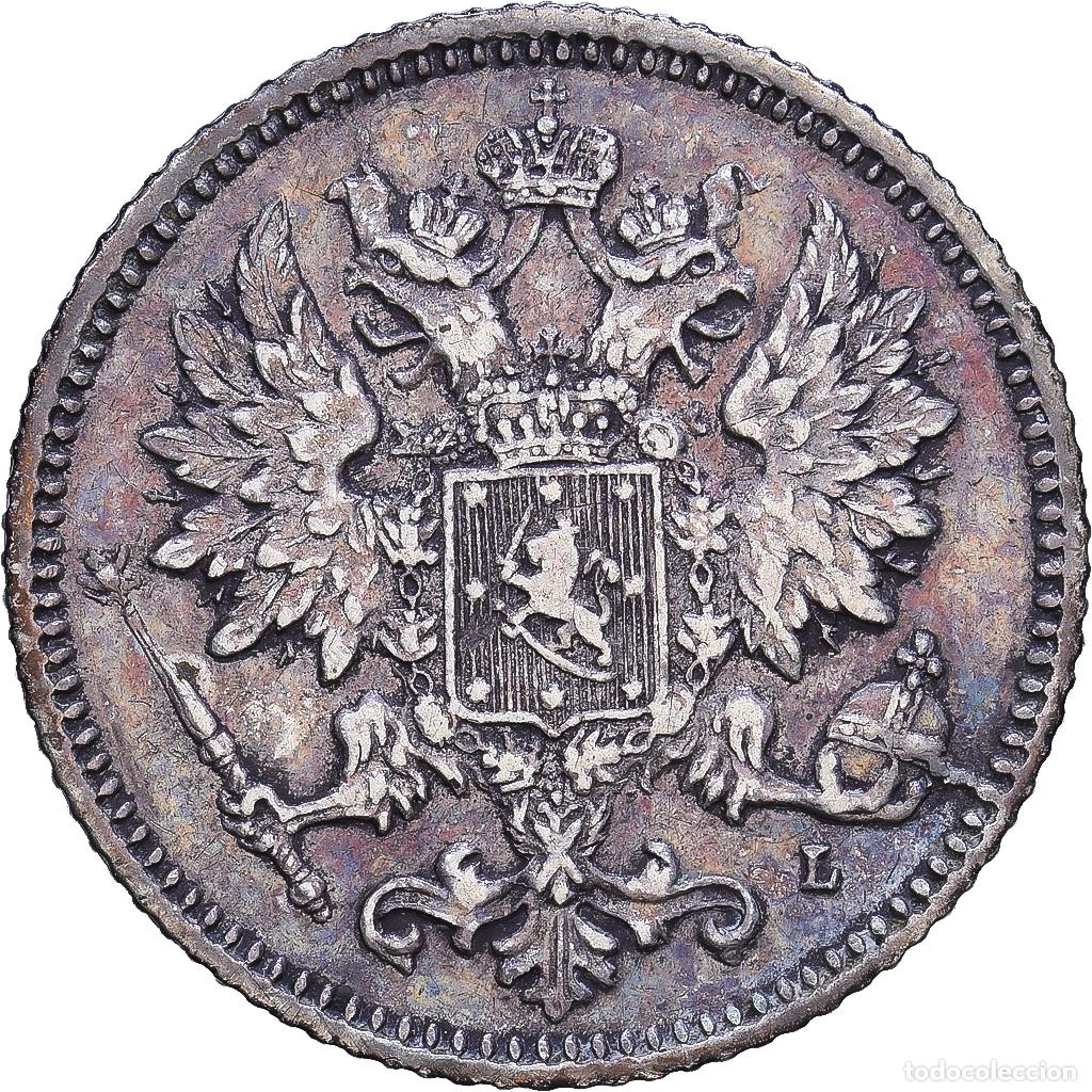 Monedas antiguas de Europa: [#1547621] Finlandia, Alexander III, 25 Penni&auml;, 1890, Helsinki, Plata, MBC, KM:6