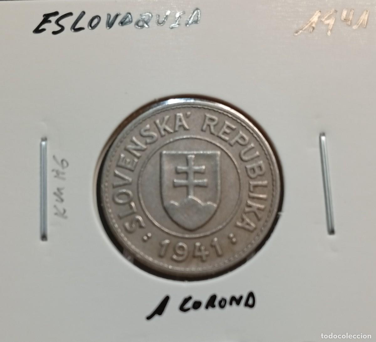 Monedas antiguas de Europa: ESLOVAQUIA 1 CORONA / KORUN 1941 KM#6 MBC.