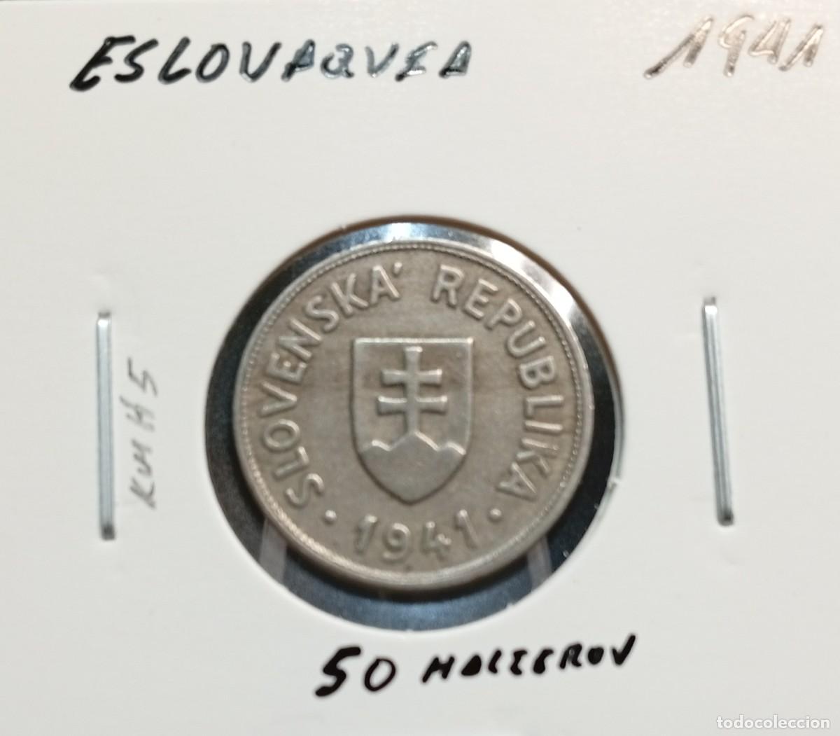 Monedas antiguas de Europa: ESLOVAQUIA 50 HALIEROV 1941 KM#5 MBC.