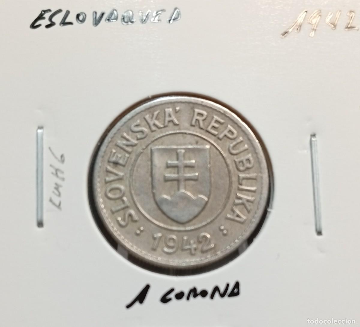 Monedas antiguas de Europa: ESLOVAQUIA 1 CORONA / KORUN 1942 KM#6 MBC.