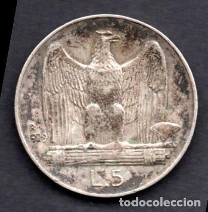 Monedas antiguas de Europa: ITALIA - 5 LIRAS de PLATA - 1929