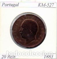 Monedas antiguas de Europa: PORTUGAL 1883 (1), 20 REIS, KM-527, MBC; 3,95 &euro; 1