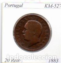 Monedas antiguas de Europa: PORTUGAL 1883 (2), 20 REIS, KM-527, MBC; 3,95 &euro; 1