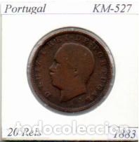 Monedas antiguas de Europa: PORTUGAL 1883 (4), 20 REIS, KM-527, BC; 2,95 &euro; 1