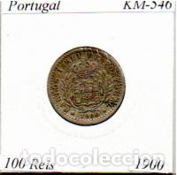 Monedas antiguas de Europa: PORTUGAL 1900, 100 REIS, KM-546, MBC; 1,95 &euro; 1
